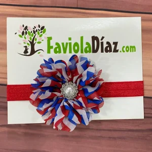 Vincha Patriótica Costarricense Blanco Azul y Rojo De Flor