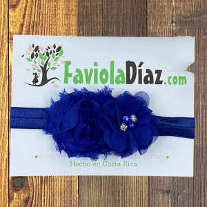 Vincha Azul con Flores Betty