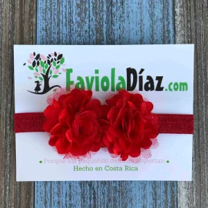 Vincha Roja con 2 Flores