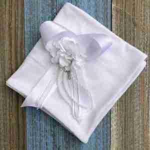 Paño Blanco para Bautizo de Flores con Perlas Belén