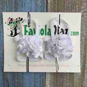 Sandalias Pie Descalzo Blancas de Flores con Perlas Belén