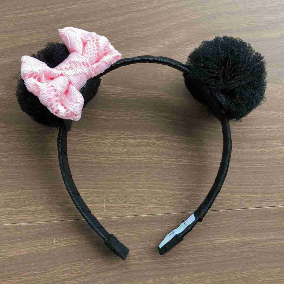 Diadema Negra con Orejitas de Panda y Lazo 1 Diadema Negra con Orejitas de Panda y Lazo