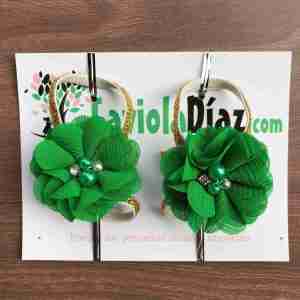 Sandalias Pie Descalzo Doradas con Flor Verde