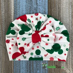 Turbante Rojo, Verde y Blanco Alusivo a Mickey con Lazo
