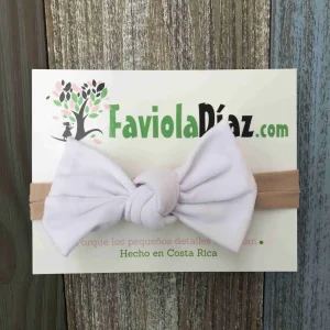 Vincha Beige con Lazo Blanco Belinda