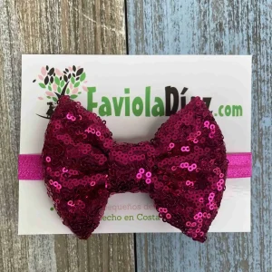 Vincha Fucsia Con Lazo de Lentejuelas Alondra