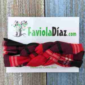 Vincha Roja de Cuadros Estampada con Nudo Náutico