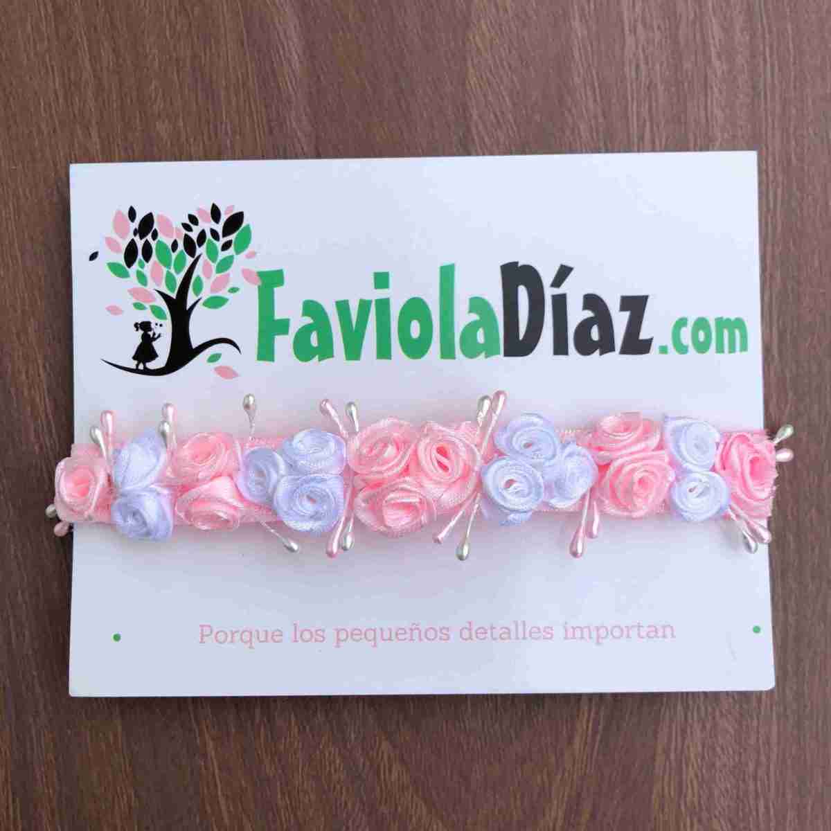 Vincha Rosada con Flores Blancas y Rosadas Berenice 1 Vincha Rosada con Flores Blancas y Rosadas Berenice