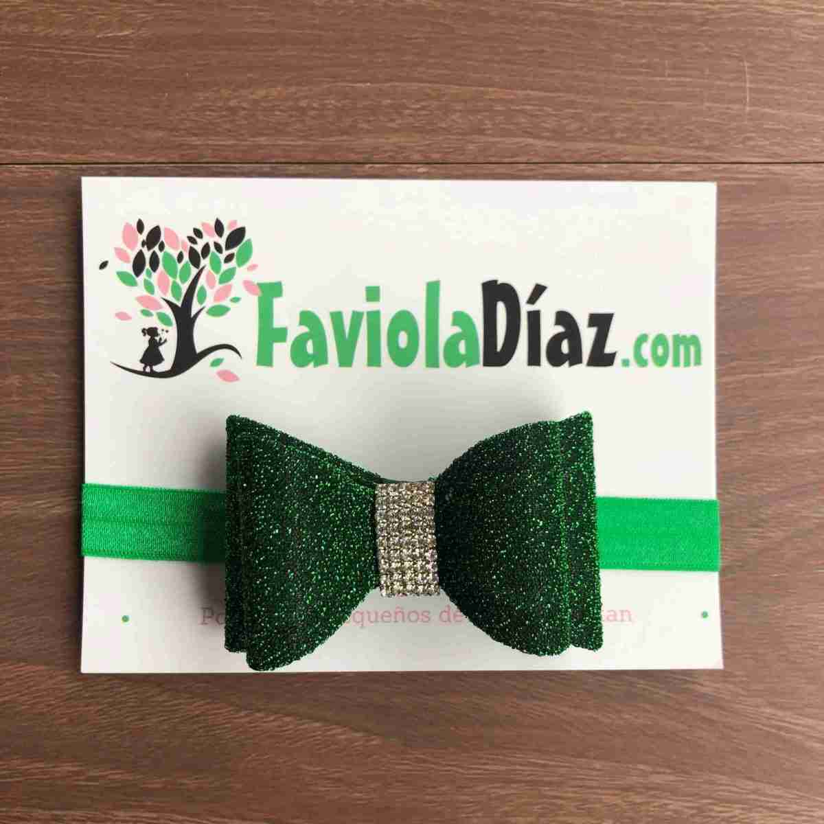 Vincha Verde con Lazo Escarchado Atenas 1 Vincha Verde con Lazo Escarchado Atenas