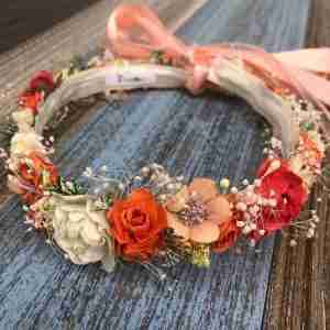 Corona Beige y Coral con Flores