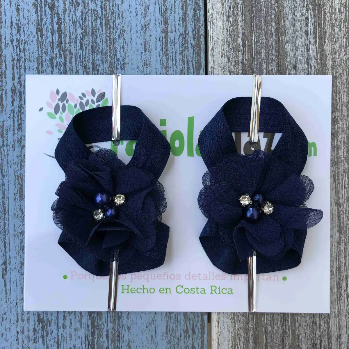 Sandalias Pie Descalzo Azul con Flor 1 Sandalias Pie Descalzo Azul con Flor