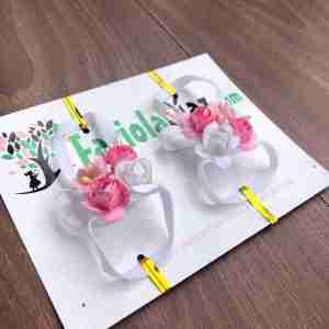Sandalias Pie Descalzo Blancas y Rosadas con Flores Brenda 2