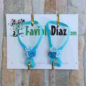 Sandalias Pie Descalzo Celeste con Flor