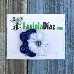 Prensa Azul y Blanco con Flores y Lazo