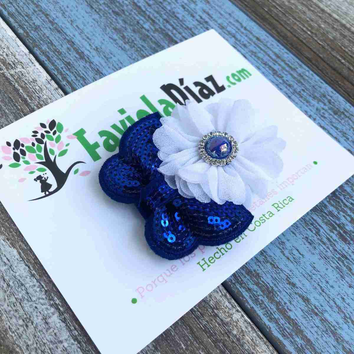 Prensa Azul y Blanco con Flores y Lazo 2 Prensa Azul y Blanco con Flores y Lazo - Imagen 2