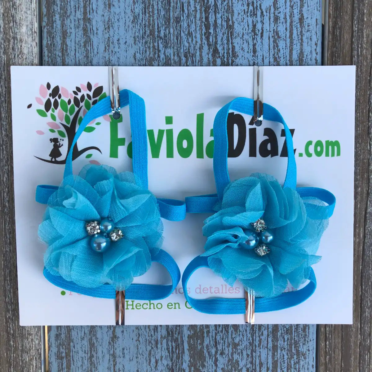 Sandalias Pie Descalzo Turquesa con Flor 1 Sandalias Pie Descalzo Turquesa con Flor