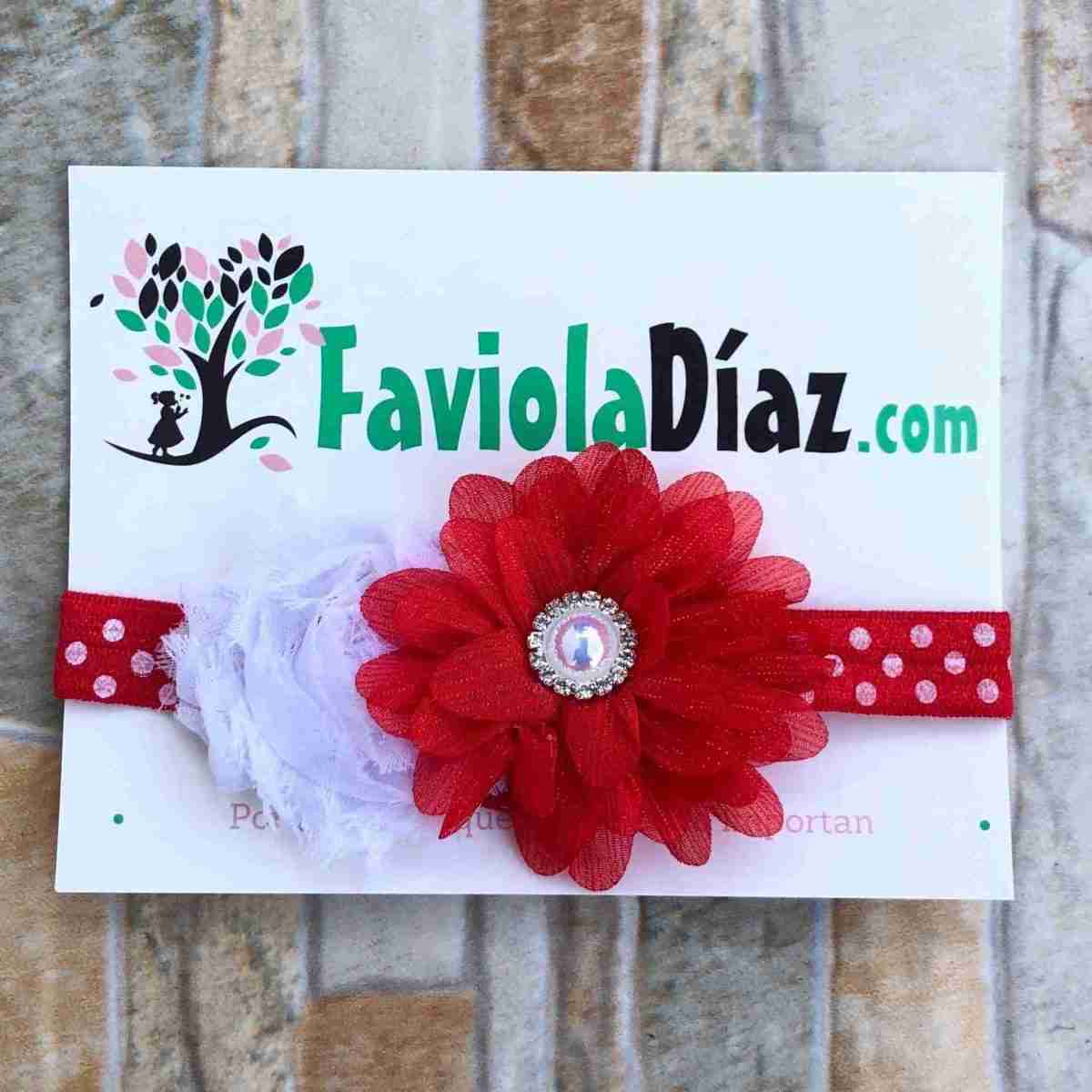 Vincha Roja y Blanca con 2 Flores Amada 1 Vincha Roja y Blanca con 2 Flores Amada