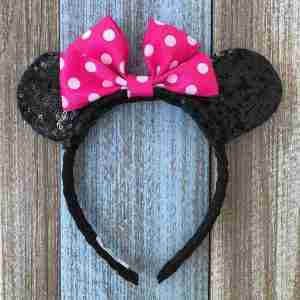Diadema Negra con Orejitas y Lazo Alusiva a Minnie
