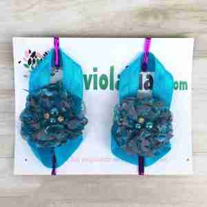 Sandalias Pie Descalzo Turquesa con Flor
