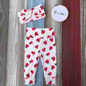 Set de Vincha y Leggins Blancas con Mariquitas