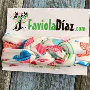 Vincha Estampada de Corazones con Nudo Náutico