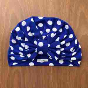 Turbante Azul con Puntos Blancos de Lazo