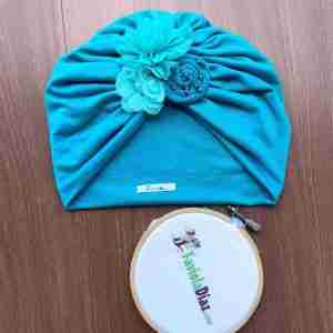 Turbante Turquesa de Flores