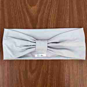 Vincha Gris Turbante con Nudo Cuadrado