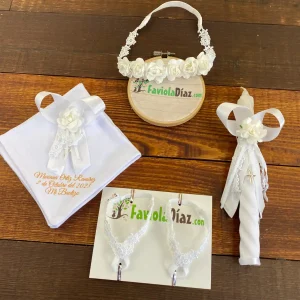 Set de Bautizo Blanco de Flores Concepción