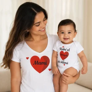 Set de Blusa y Mameluco Robé El Corazón De Mami Rojo