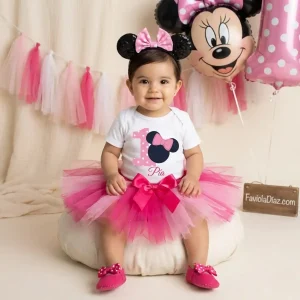 Set de Diadema, Tutu y Mameluco Fucsia de Minnie