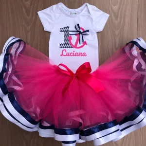 Set de Tutu y Mameluco Fucsia y Azul de Marinera
