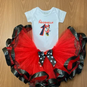 Set de Tutu y Mameluco Rojo y Negro de Minnie