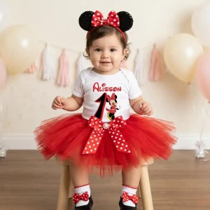 Set de Vincha, Tutu y Mameluco Rojo de Minnie