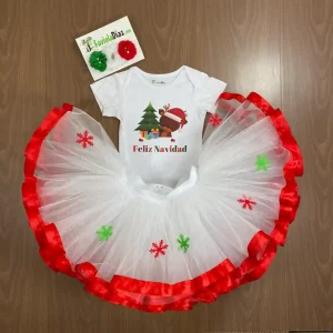 Set de Vincha, Tutu y Mameluco de Reno Navideño