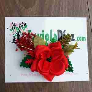 Prensa Roja con Flores Rojas y Verde Antonieta