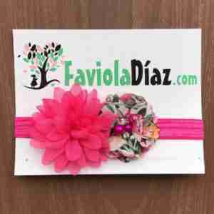 Vincha Fucsia con 2 Flores