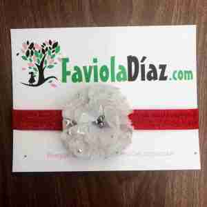 Vincha Roja con Flor Plateada
