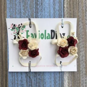 Sandalias Pie Descalzo Beige y Vino con Flor