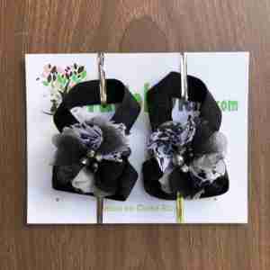 Sandalias Pie Descalzo Negras y Gris de Flor