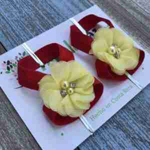 Sandalias Pie Descalzo Rojas con Flor Amarilla 2