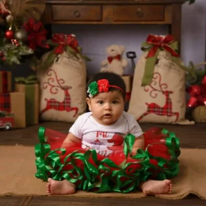 Set de Vincha, Tutu y Mameluco Mi Primer Navidad Elefante