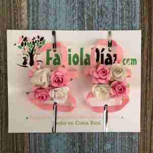 Sandalias Pie Descalzo Rosadas con Flores Blancas y Rosadas