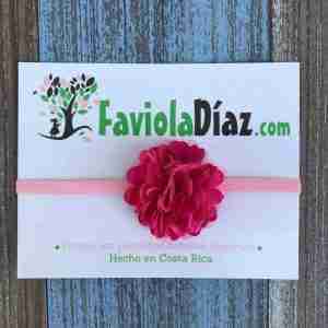 Vincha Rosada con Flor Fucsia Brandy
