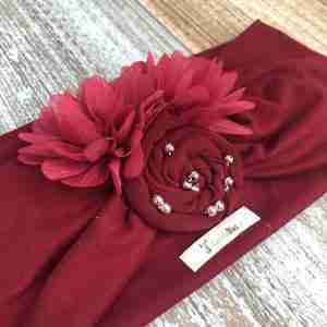 Vincha Vino Turbante con 3 Flores Beatrice 2