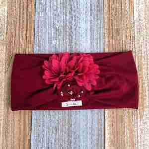 Vincha Vino Turbante con 3 Flores Beatrice