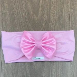 Vincha Turbante Rosada con Lazo Escarchado Carly