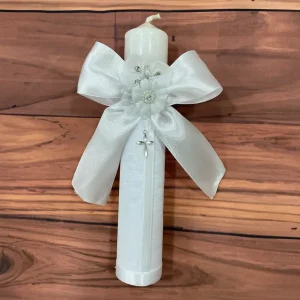 Vela Capitolio Blanca con Flores para Bautizo o Primera Comunión Carla