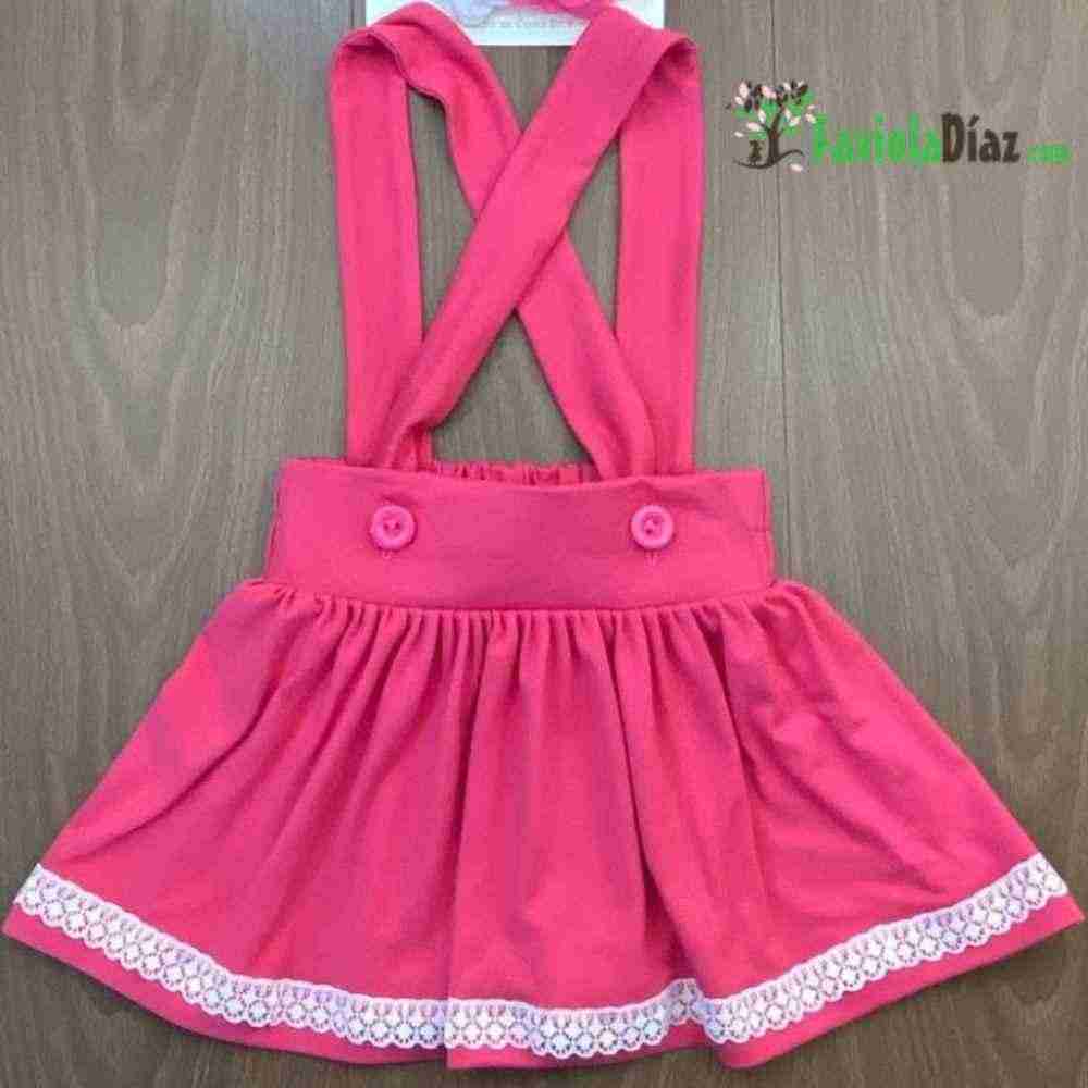 Falda Fucsia con Blanco con Tirantes 1 Falda Fucsia con Blanco con Tirantes