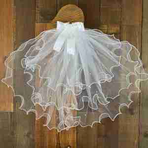 Velo Blanco de 3 Capas con Lazo y Perlas Courtney